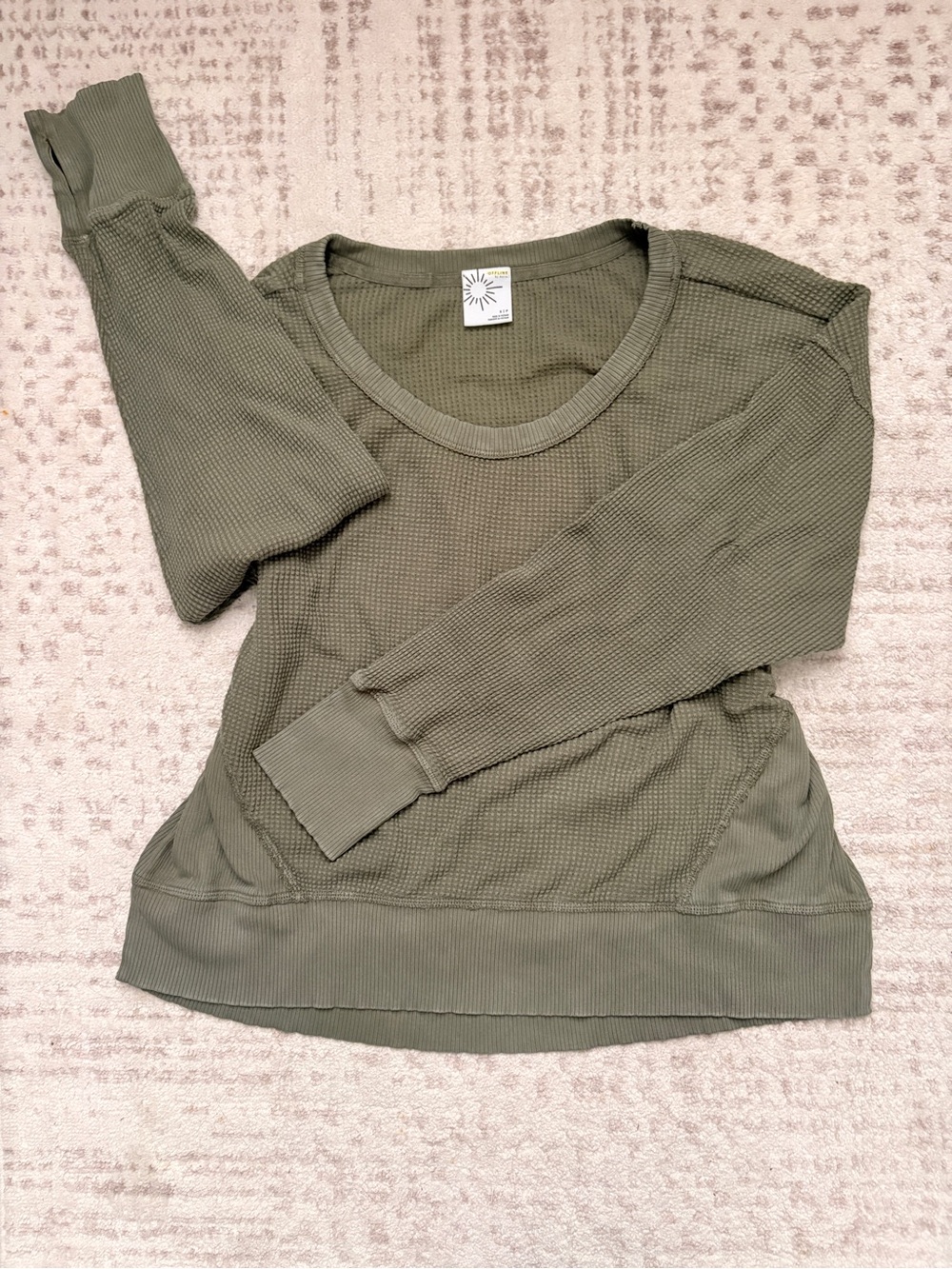 Aerie Waffle-Knit Olive Green Sweater